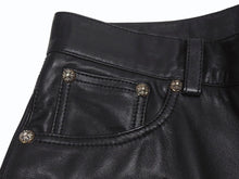 Load image into Gallery viewer, 新品未使用 CHROME HEARTS クロムハーツ キッズ フレアニーレザーパンツ サイズ10Y セメタリークロスパッチ ブラック 中古 4b005240