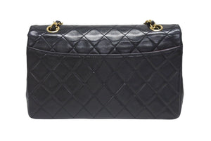 極美品 CHANEL シャネル マトラッセ24 Sフラップ Wチェーンショルダーバッグ 1番台 ココマーク ラムスキン ブラック 中古 4b005245