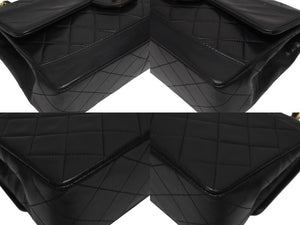 極美品 CHANEL シャネル マトラッセ24 Sフラップ Wチェーンショルダーバッグ 1番台 ココマーク ラムスキン ブラック 中古 4b005245