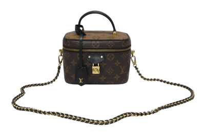 極美品 LOUIS VUITTON ルイヴィトン ショルダーバッグ モノグラムリバース ヴァニティ PM M45165 コーティングキャンバス ブラウン 中古 4b005250