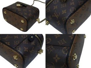 極美品 LOUIS VUITTON ルイヴィトン ショルダーバッグ モノグラムリバース ヴァニティ PM M45165 コーティングキャンバス ブラウン 中古 4b005250
