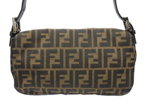 極美品 FENDI フェンディ ハンドバッグ ズッカ柄 マンマバケット ブラウン キャンバス レザー 26424 シルバー金具 中古 4b005252
