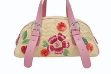 Load image into Gallery viewer, 極美品 Dior ディオール ガリアーノ期 限定品 希少 ハンドバッグ ミニボストンバッグ 刺繍 ビジュー ベージュ 藁 レザー 中古 4b005253