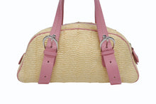 Load image into Gallery viewer, 極美品 Dior ディオール ガリアーノ期 限定品 希少 ハンドバッグ ミニボストンバッグ 刺繍 ビジュー ベージュ 藁 レザー 中古 4b005253