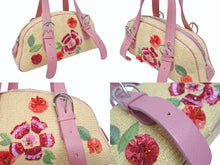 Load image into Gallery viewer, 極美品 Dior ディオール ガリアーノ期 限定品 希少 ハンドバッグ ミニボストンバッグ 刺繍 ビジュー ベージュ 藁 レザー 中古 4b005253