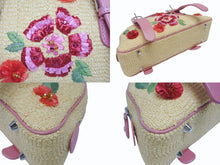 Load image into Gallery viewer, 極美品 Dior ディオール ガリアーノ期 限定品 希少 ハンドバッグ ミニボストンバッグ 刺繍 ビジュー ベージュ 藁 レザー 中古 4b005253