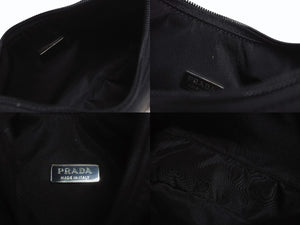 極美品 PRADA プラダ ホーボー ワンショルダーバッグ MV515 トライアングルロゴ ナイロン ブラック 中古 4b005254