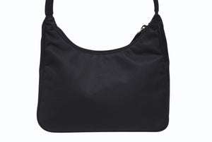極美品 PRADA プラダ ホーボー ワンショルダーバッグ MV515 トライアングルロゴ ナイロン ブラック 中古 4b005254