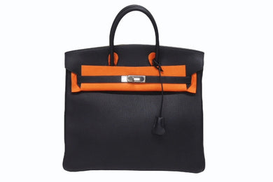 極美品 HERMES エルメス Haut a Courroies オータクロア36 ハンドバッグ トゴ ブルーインディゴ シルバー金具 □I刻印 中古 4b005255