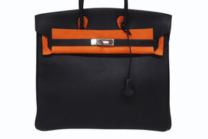 極美品 HERMES エルメス Haut a Courroies オータクロア36 ハンドバッグ トゴ ブルーインディゴ シルバー金具 □I刻印 中古 4b005255