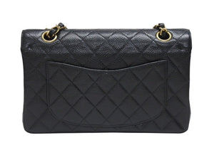 極美品 CHANEL シャネル マトラッセ23 Wフラップ Wチェーン ショルダーバッグ 7番台 キャビアスキン ココマーク ブラック ゴールド金具 中古 4b005256