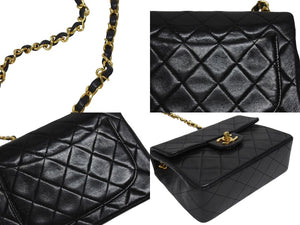 極美品 CHANEL シャネル ミニマトラッセ 17 チェーンショルダーバッグ 1番台 ラムスキン ココマーク ブラック ゴールド金具 中古 4b005257