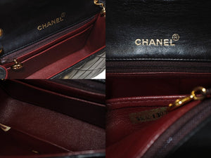 極美品 CHANEL シャネル ミニマトラッセ 17 チェーンショルダーバッグ 1番台 ラムスキン ココマーク ブラック ゴールド金具 中古 4b005257