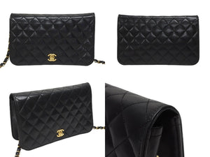 CHANEL シャネル ターンロック チェーンショルダーバッグ 12番台 ココマーク ラムスキン ブラック ゴールド金具 美品 中古 4b005259