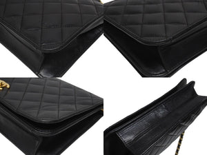 CHANEL シャネル ターンロック チェーンショルダーバッグ 12番台 ココマーク ラムスキン ブラック ゴールド金具 美品 中古 4b005259