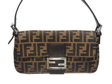 Load image into Gallery viewer, FENDI フェンディ ハンドバッグ ズッカ柄 マンマバケット ブラウン キャンバス レザー 26424 シルバー金具 美品 中古 4b005261