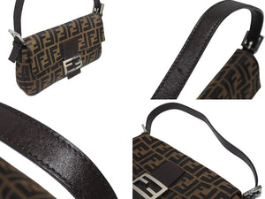 FENDI フェンディ ハンドバッグ ズッカ柄 マンマバケット ブラウン キャンバス レザー 26424 シルバー金具 美品 中古 4b005261