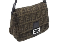 Load image into Gallery viewer, 極美品 FENDI フェンディ マンマバケット ワンショルダーバッグ 26325 ズッカ柄 ブラウン ウール レザー シルバー金具 中古 4b005262