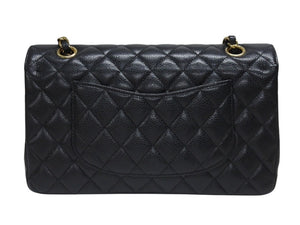 極美品 CHANEL シャネル マトラッセ25 Wフラップ チェーンショルダーバッグ 23番台 キャビアスキン ブラック ゴールド金具 中古 4b005265