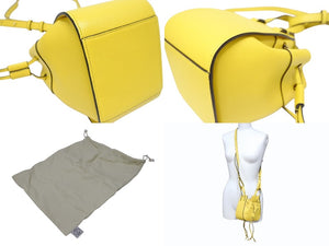 極美品 LOEWE ロエベ ハンモック ミニ ハンドバッグ ショルダーバッグ 052123 スペイン製 レザー イエロー ブラック 中古 4b005266