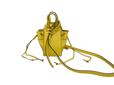 極美品 LOEWE ロエベ ハンモック ミニ ハンドバッグ ショルダーバッグ 052123 スペイン製 レザー イエロー ブラック 中古 4b005266