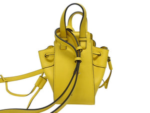 極美品 LOEWE ロエベ ハンモック ミニ ハンドバッグ ショルダーバッグ 052123 スペイン製 レザー イエロー ブラック 中古 4b005266