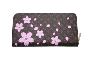 未使用 ルイヴィトン ルイヴィトン LV×TM ジッピー・ウォレット 長財布 村上隆 M13433 ブラウンピンク 中古 4b005279 