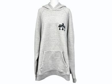 極美品 CHROME HEARTS クロムハーツ 25SS セメタリークロスパッチ プルオーバーフーディー パーカー サイズXXL グレー 中古 4b005280