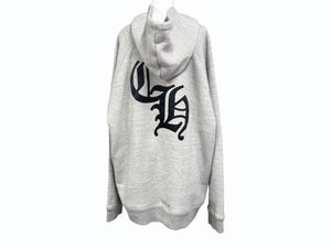 極美品 CHROME HEARTS クロムハーツ 25SS セメタリークロスパッチ プルオーバーフーディー パーカー サイズXXL グレー 中古 4b005280