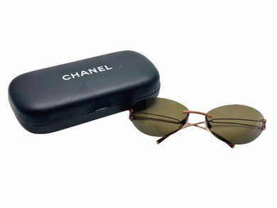 CHANEL シャネル リムレス サングラス 4049 c.174/73 サイズ70◻︎14 120 ココマーク ブロンズ ブラウン 美品 中古 4b005286