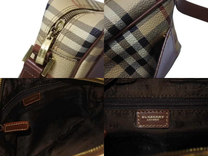 バーバリー　ハンドバック　ショルダーバッグ　ベージュ　ノバチェック　金金具　レア 極美品 BURBERRY バーバリー ショルダーバッグ ノバチェック