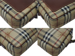 極美品 BURBERRY バーバリー ショルダーバッグ ノバチェック ベージュ ブラウン PVC ゴールド金具 中古 4b005298