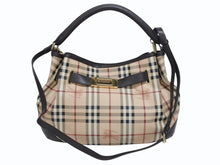 Load image into Gallery viewer, BURBERRY バーバリー ノバチェック 2WAY ハンドバッグ ベージュ ブラウン PVC レザー ショルダー 3742238 ゴールド金具 美品 中古 4b005299