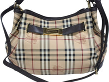 Load image into Gallery viewer, BURBERRY バーバリー ノバチェック 2WAY ハンドバッグ ベージュ ブラウン PVC レザー ショルダー 3742238 ゴールド金具 美品 中古 4b005299