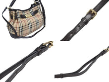 Load image into Gallery viewer, BURBERRY バーバリー ノバチェック 2WAY ハンドバッグ ベージュ ブラウン PVC レザー ショルダー 3742238 ゴールド金具 美品 中古 4b005299