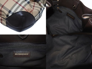 BURBERRY バーバリー ノバチェック 2WAY ハンドバッグ ベージュ ブラウン PVC レザー ショルダー 3742238 ゴールド金具 美品 中古 4b005299