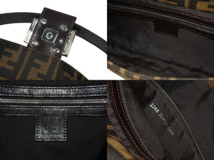 FENDI フェンディ ハンドバッグ ズッカ柄 マンマバケット ブラウン キャンバス レザー 26424 シルバー金具 美品 中古 4b005301