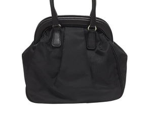 PRADA プラダ BearLogo ベアロゴ ハンドバッグ トライアングルロゴ 2020s ナイロン レザー ビジュー ブラック 美品 中古 4b005303