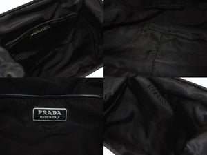 PRADA プラダ BearLogo ベアロゴ ハンドバッグ トライアングルロゴ 2020s ナイロン レザー ビジュー ブラック 美品 中古 4b005303