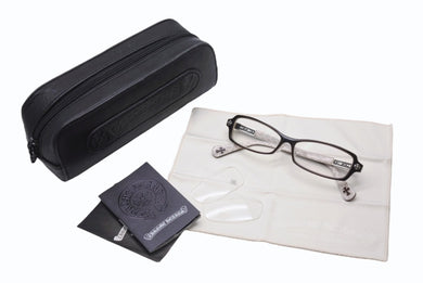 極美品 CHROME HEARTS クロムハーツ COOZE-A 伊達眼鏡 アイウェア サイズ53□14-140 CHプラス CHクロス ダークブラウン 中古 4b005305
