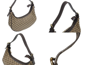 CELINE セリーヌ マカダム柄 ワンショルダーバッグ ベージュ ハンドバッグ キャンバス レザー ロゴ ゴールド金具 美品 中古 4b005307