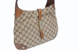 極美品 GUCCI グッチ ハンドバッグ ワンショルダーバッグ 120888 GGキャンバス レザー ベージュ ゴールド金具 中古 4b005308