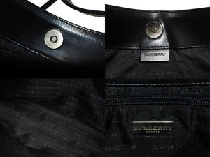 極美品 BURBERRY バーバリー ノヴァチェック 2000年代 ワンショルダーバッグ PVC レザー ベージュ ブラック シルバー金具 中古 4b005309