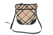 Load image into Gallery viewer, BURBERRY バーバリー ショルダーバッグ チェック柄 ベージュ ブラック 黒 パテントレザー 3800998 美品 中古 4b005310