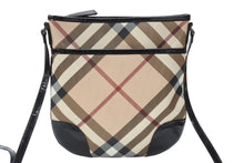 Load image into Gallery viewer, BURBERRY バーバリー ショルダーバッグ チェック柄 ベージュ ブラック 黒 パテントレザー 3800998 美品 中古 4b005310