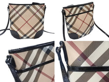Load image into Gallery viewer, BURBERRY バーバリー ショルダーバッグ チェック柄 ベージュ ブラック 黒 パテントレザー 3800998 美品 中古 4b005310