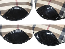 Load image into Gallery viewer, BURBERRY バーバリー ショルダーバッグ チェック柄 ベージュ ブラック 黒 パテントレザー 3800998 美品 中古 4b005310