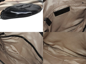 BURBERRY バーバリー ショルダーバッグ チェック柄 ベージュ ブラック 黒 パテントレザー 3800998 美品 中古 4b005310