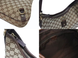 極美品 GUCCI グッチ ワンショルダーバッグ ハンドバッグ 130737 GGキャンバス レザー ベージュ ブラウン ゴールド金具 中古 4b005312