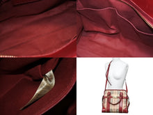 Load image into Gallery viewer, BURBERRY バーバリー ノバチェック 2WAY ハンドバッグ ベージュ レッド PVC レザー 3903157 ゴールド金具 美品 中古 4b005313